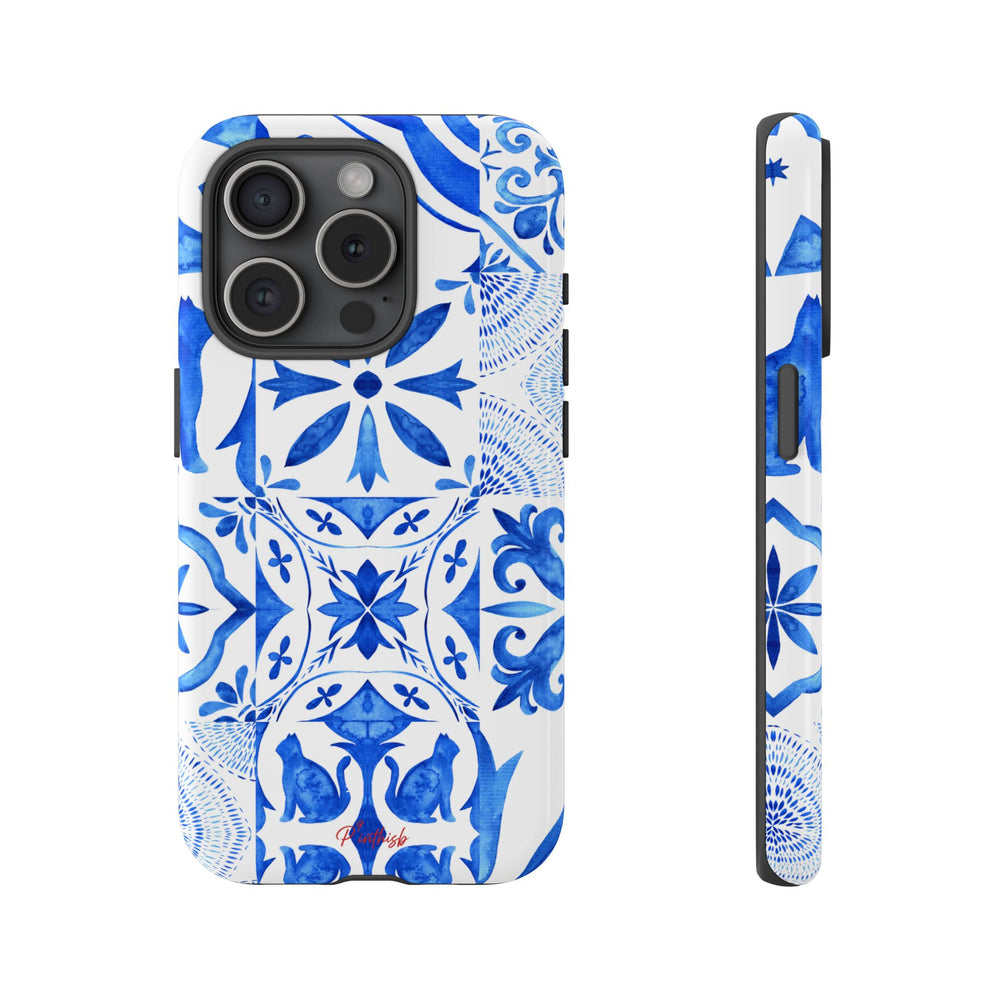 Blue Tile Pattern Tough Phone Case