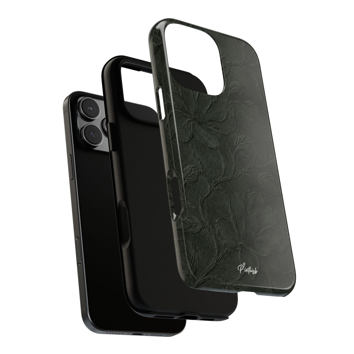 Dark Olive Floral Texture Tough Case