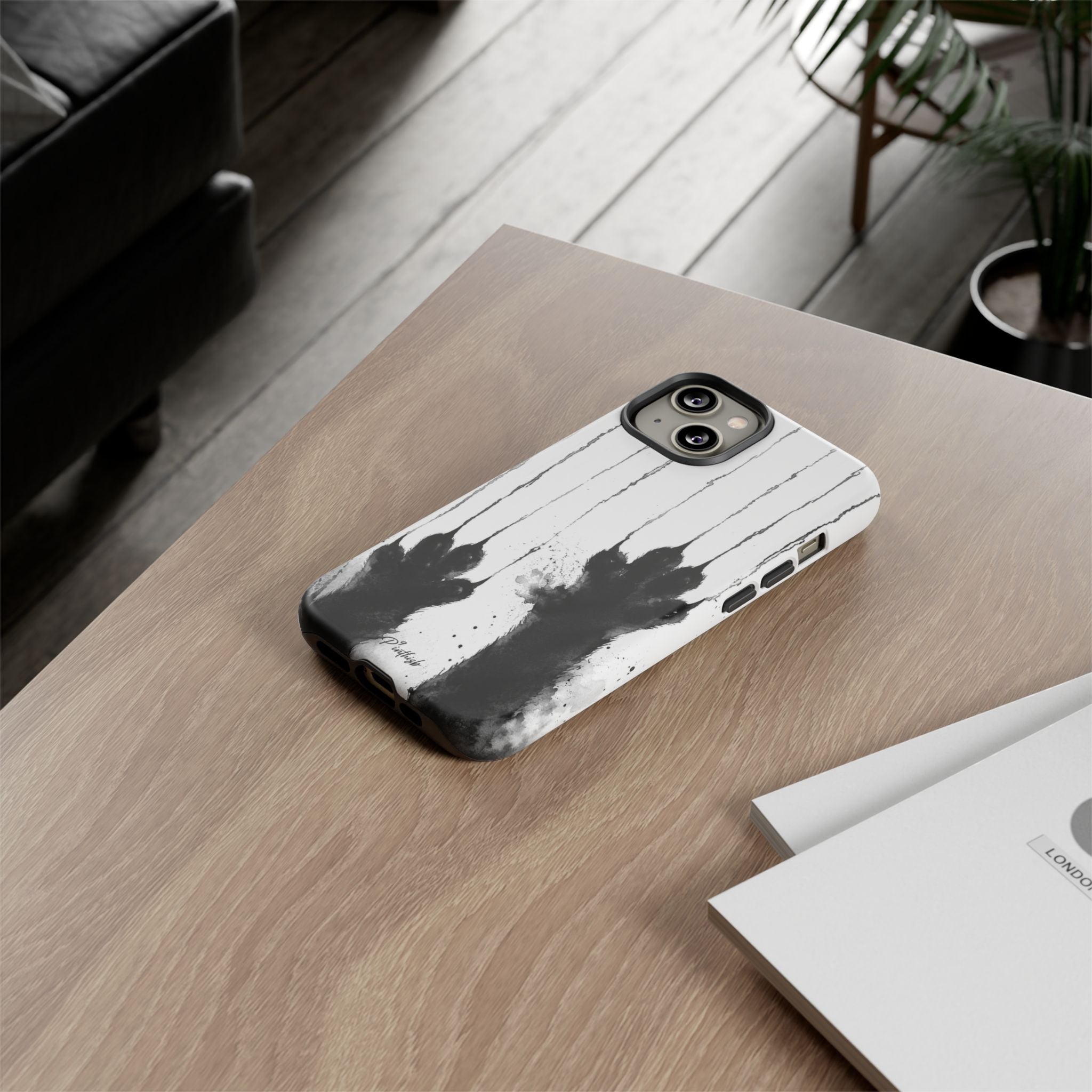 Black Ink Paw Print Tough Case