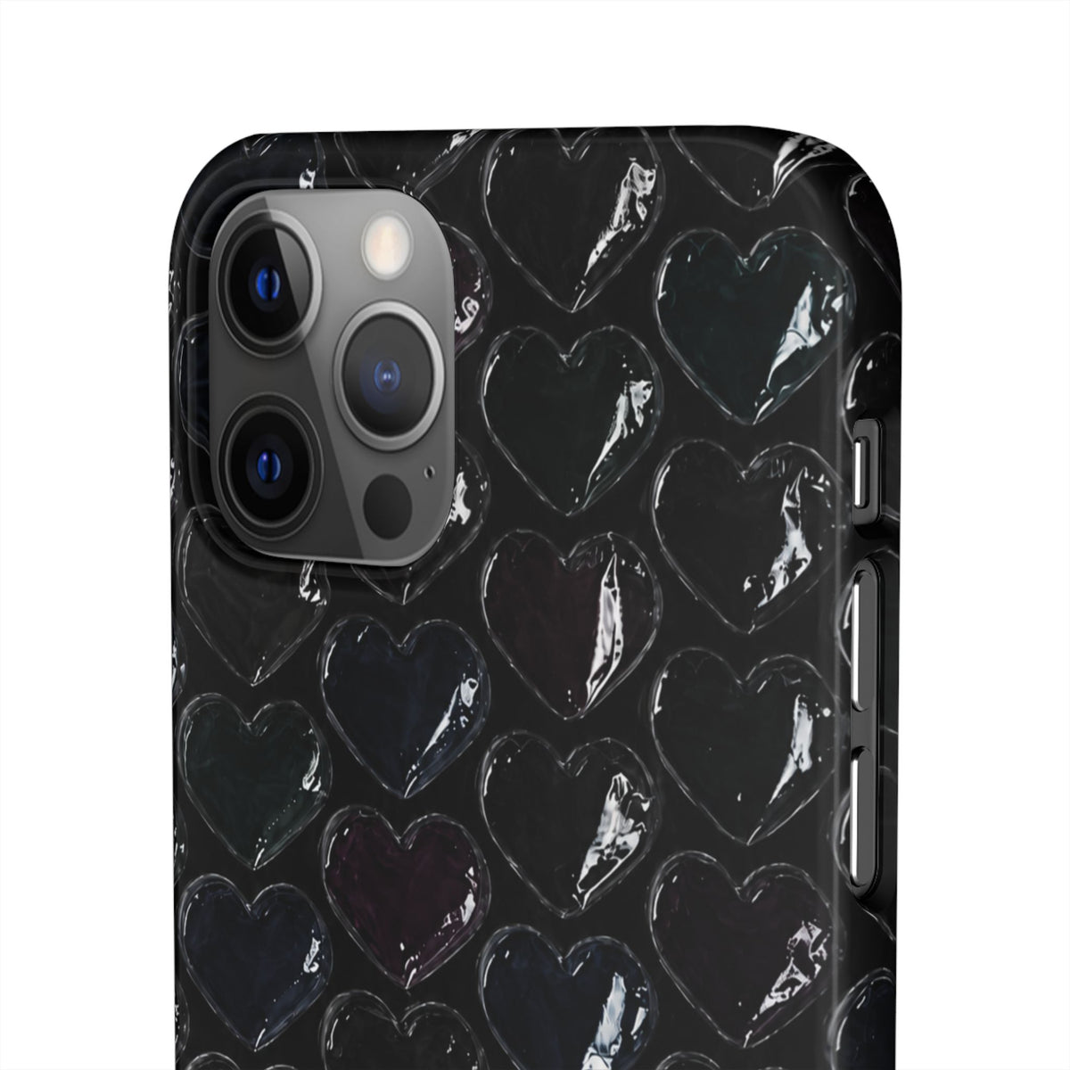 Black Pop Hearts Snap Case