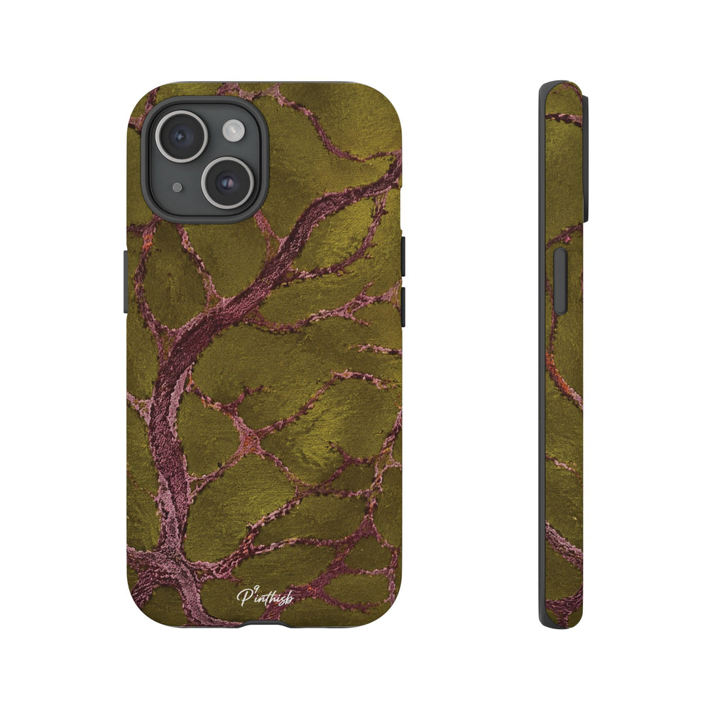 Olive & Rose Gold Tree Pattern Phone Case