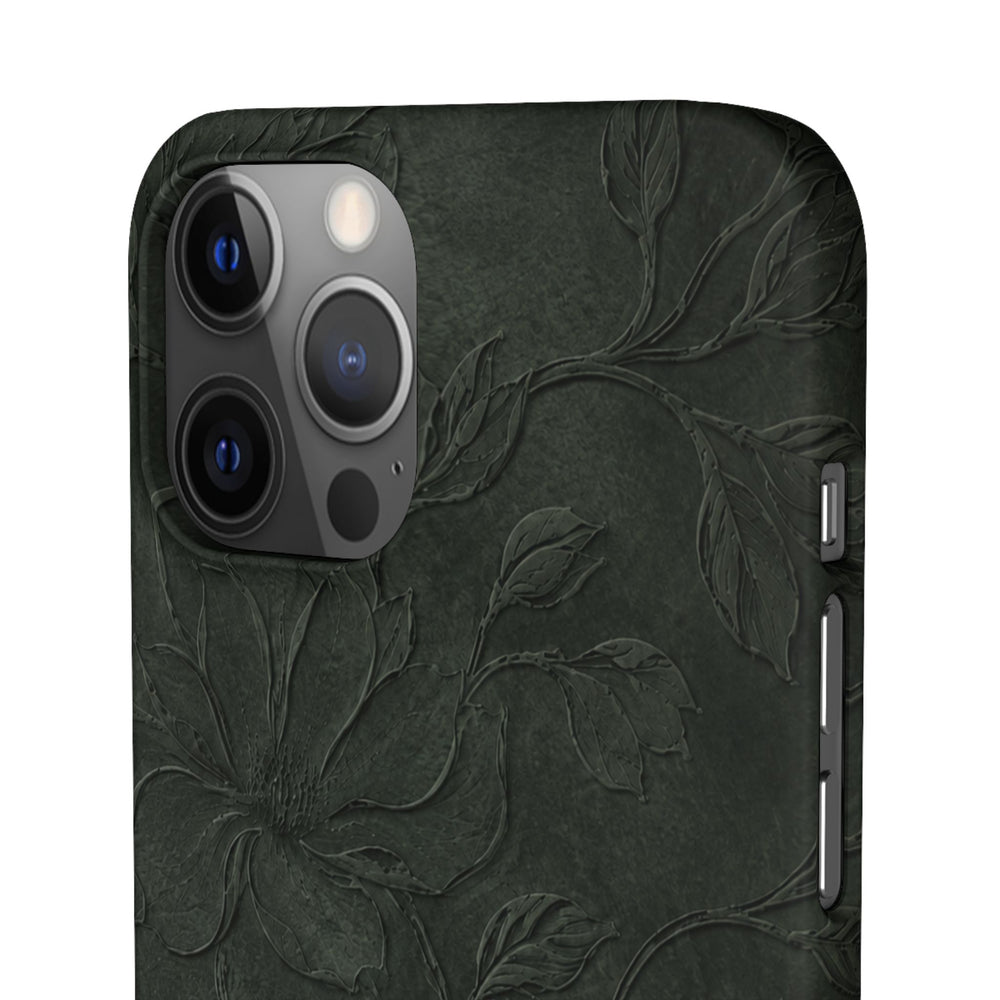 Dark Olive Floral Texture Snap Case