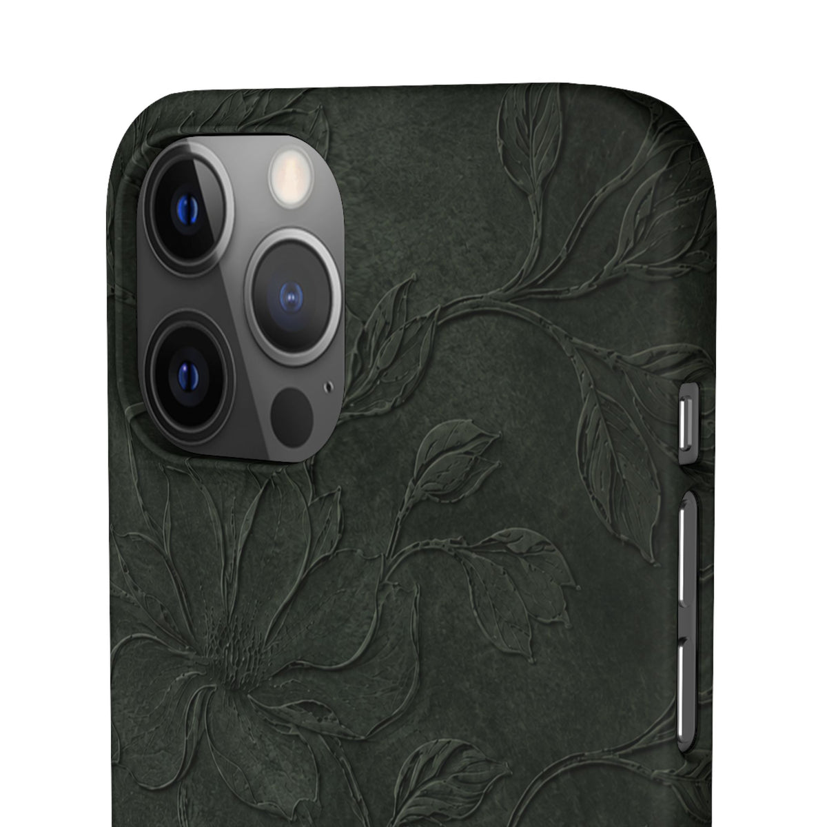 Dark Olive Floral Texture Snap Case