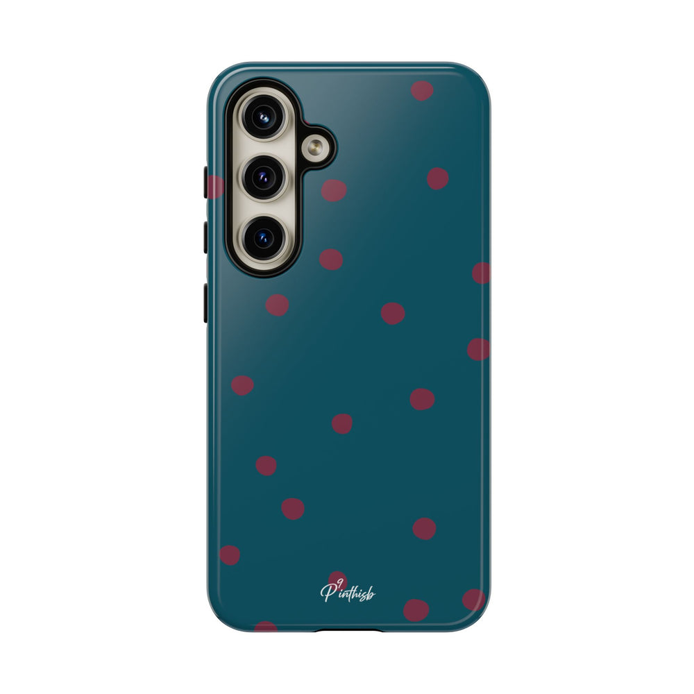 Teal & Burgundy Polka Dot Tough Phone Case