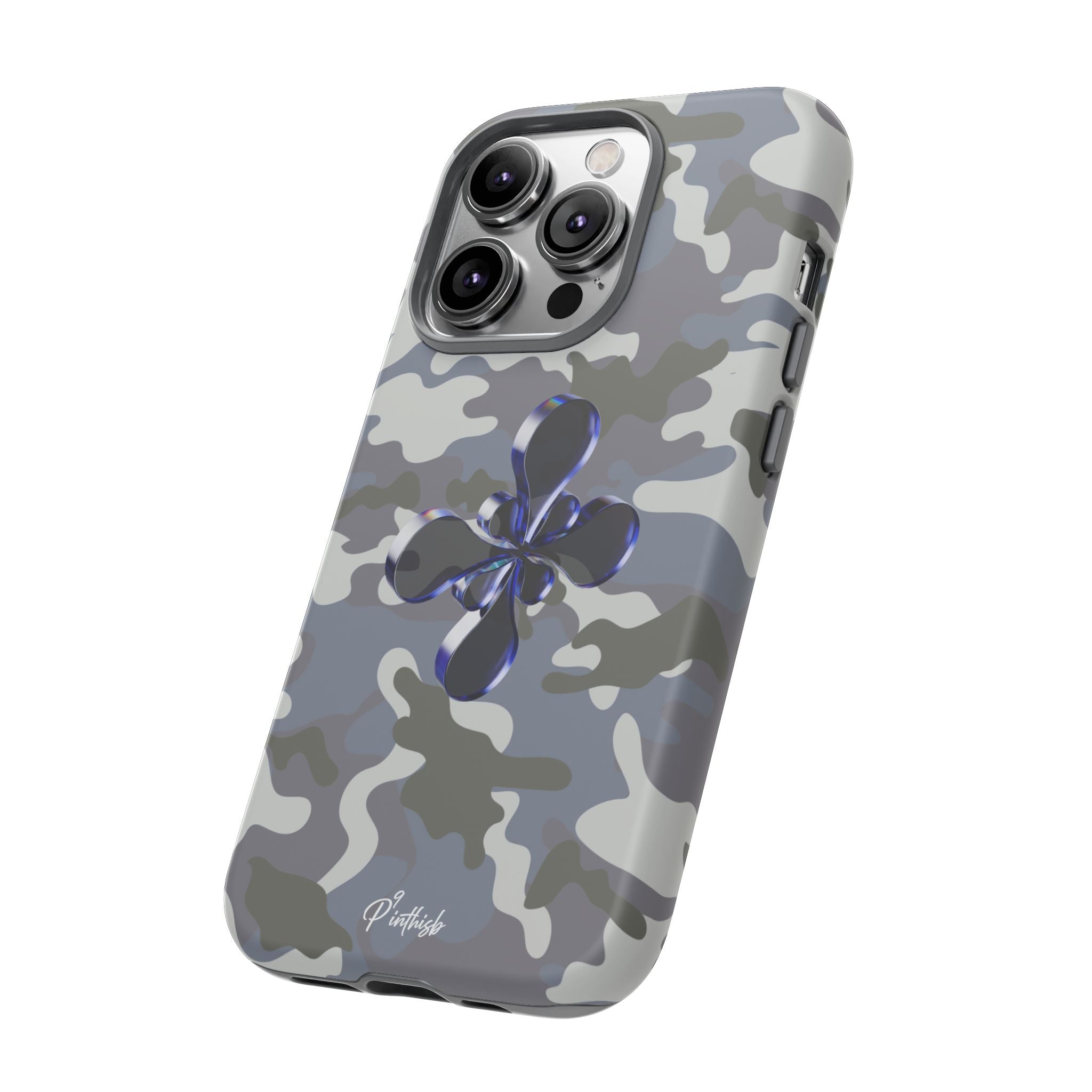 Camouflage with Blue Metallic Clover Tough Case