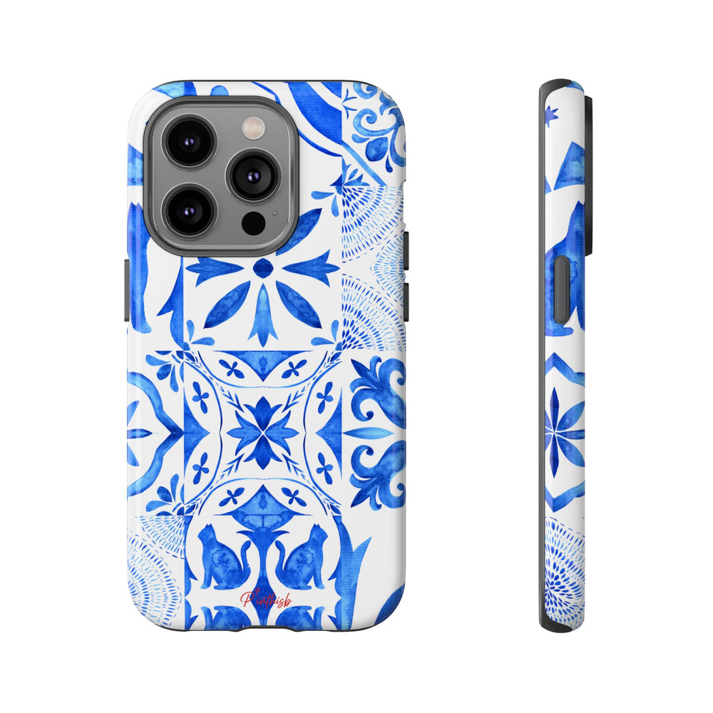 Blue Tile Pattern Tough Phone Case