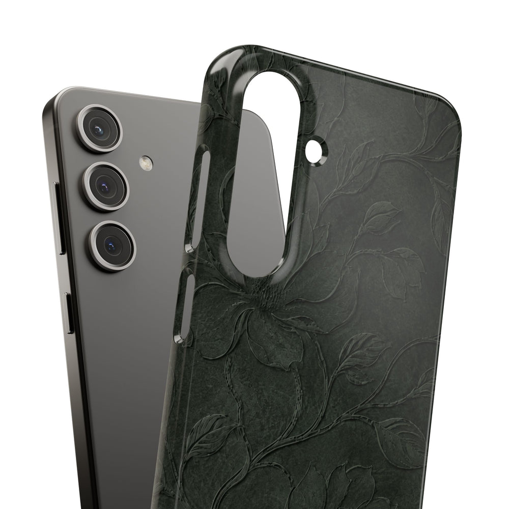 Dark Olive Floral Texture Snap Case