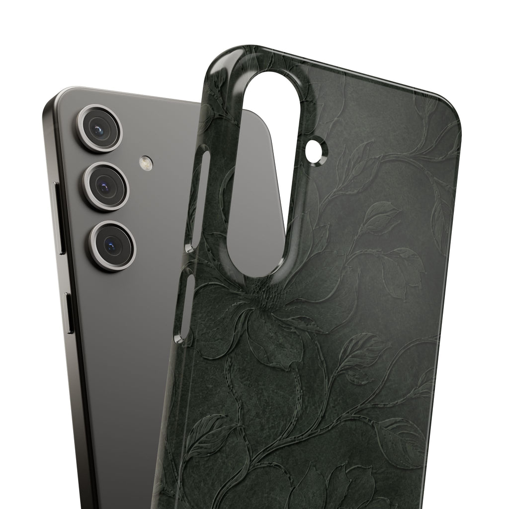 Dark Olive Floral Texture Snap Case
