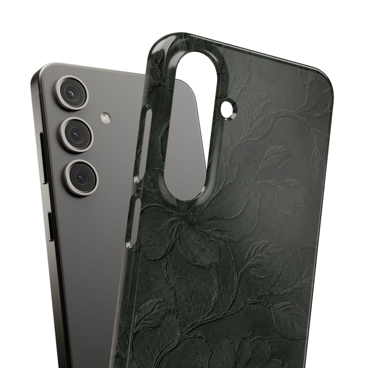 Dark Olive Floral Texture Snap Case