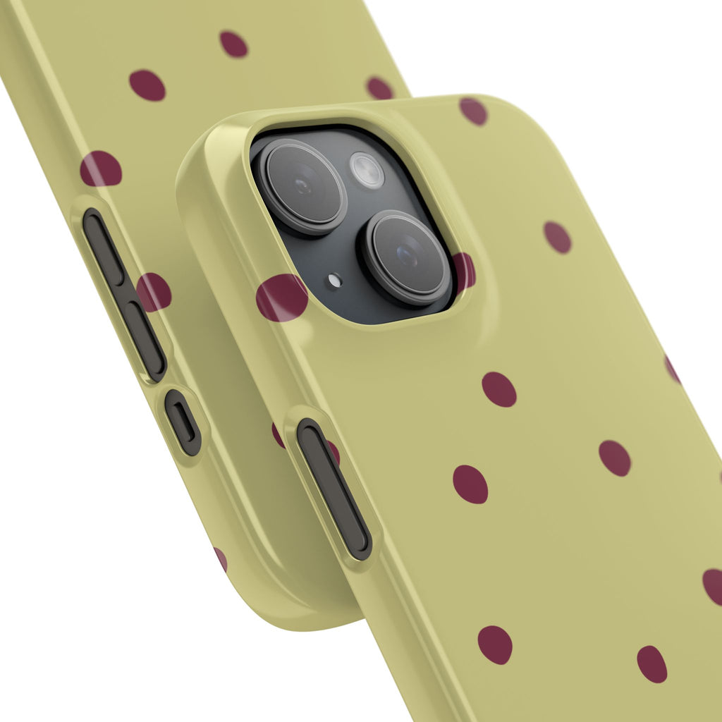 Yellow & Burgundy Polka Dot Snap Phone Case
