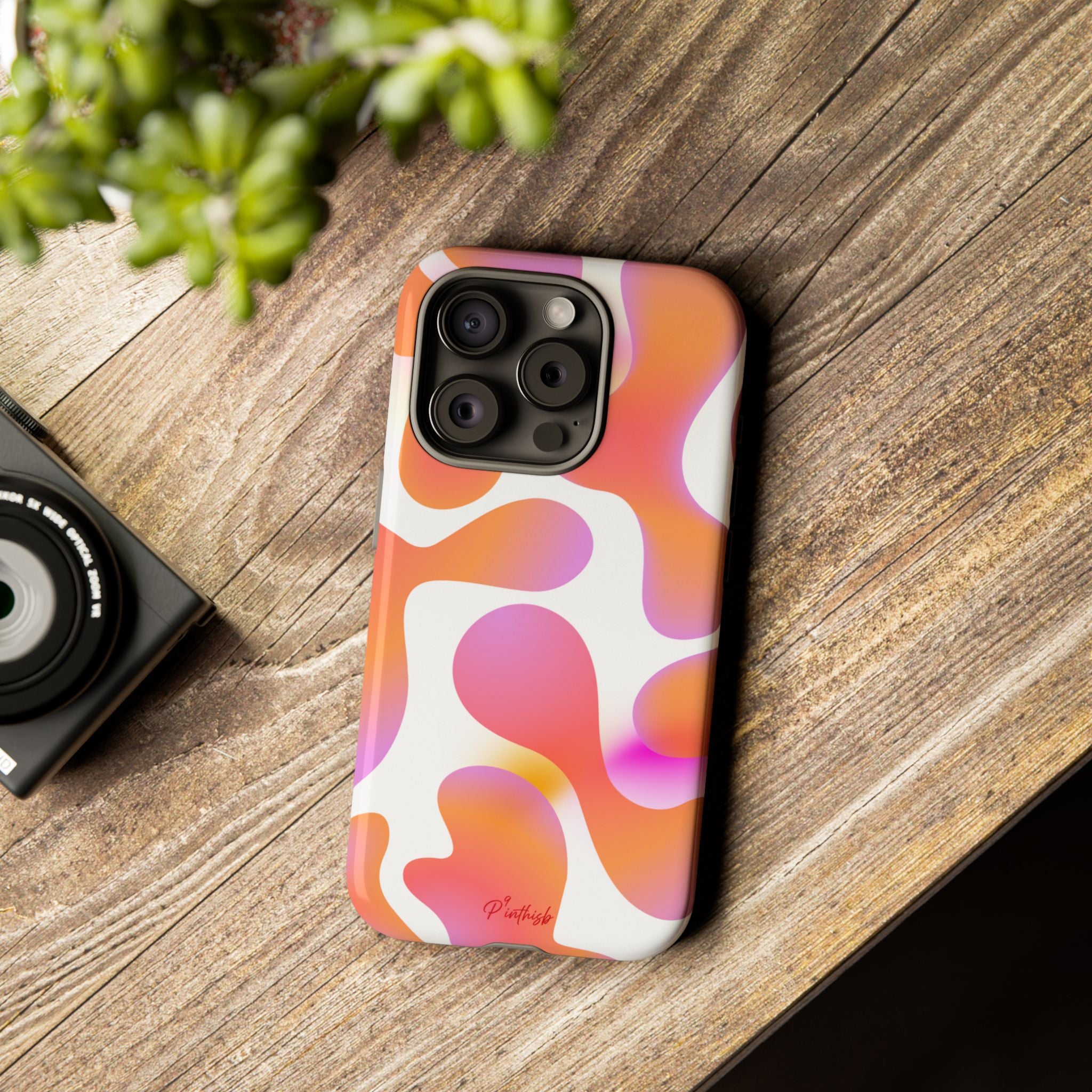 Abstract Orange Pink Camouflage Tough Phone Case
