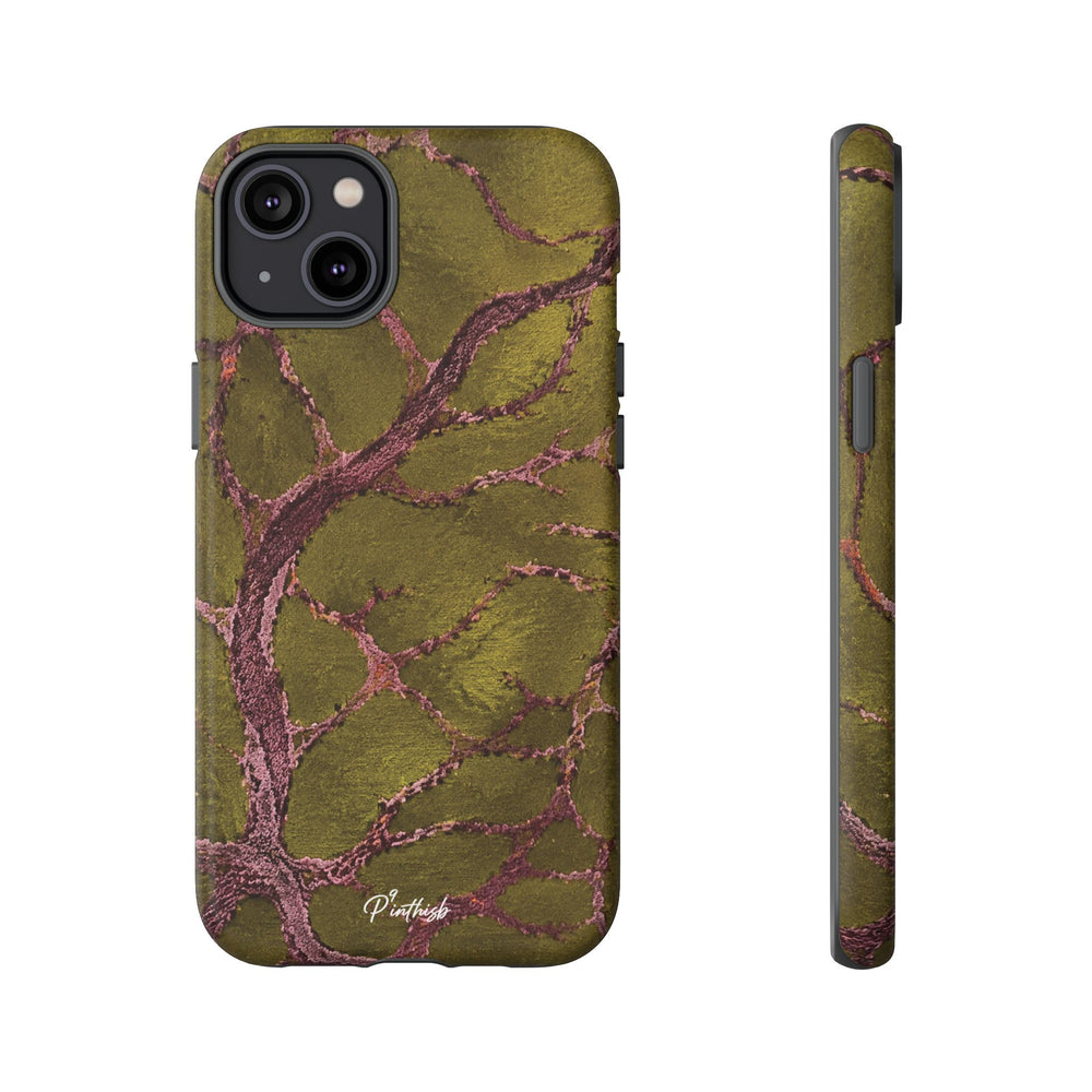 Olive & Rose Gold Tree Pattern Phone Case
