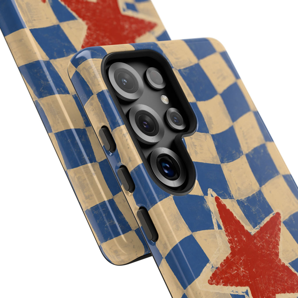 Blue & Cream Retro Star Phone Case