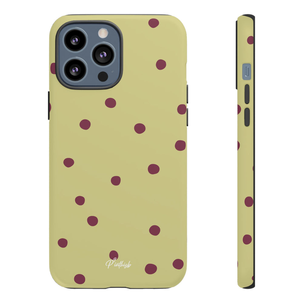 Yellow & Burgundy Polka Dot Tough Phone Case