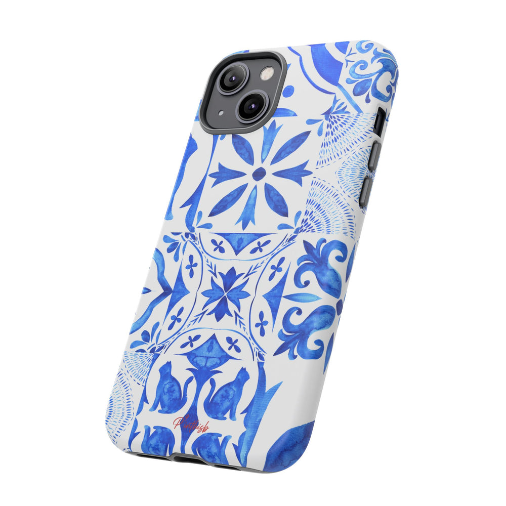 Blue Tile Pattern Tough Phone Case