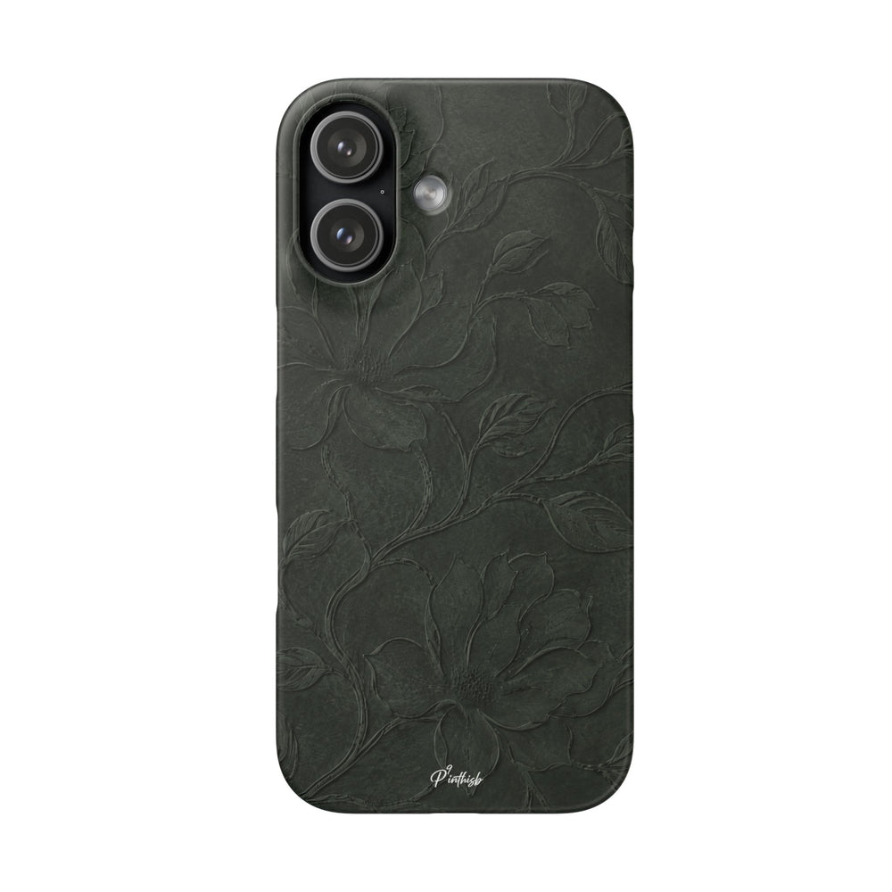 Dark Olive Floral Texture Snap Case