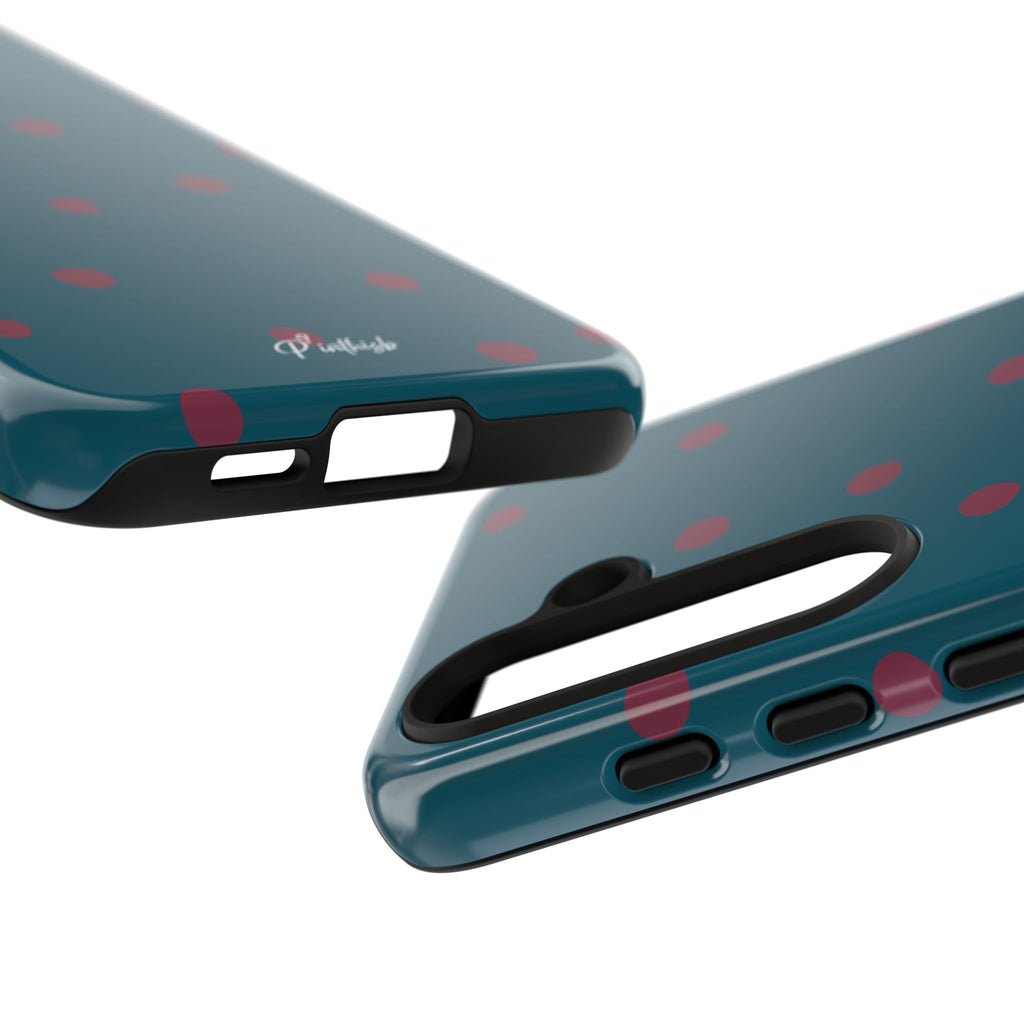 Teal & Burgundy Polka Dot Tough Phone Case