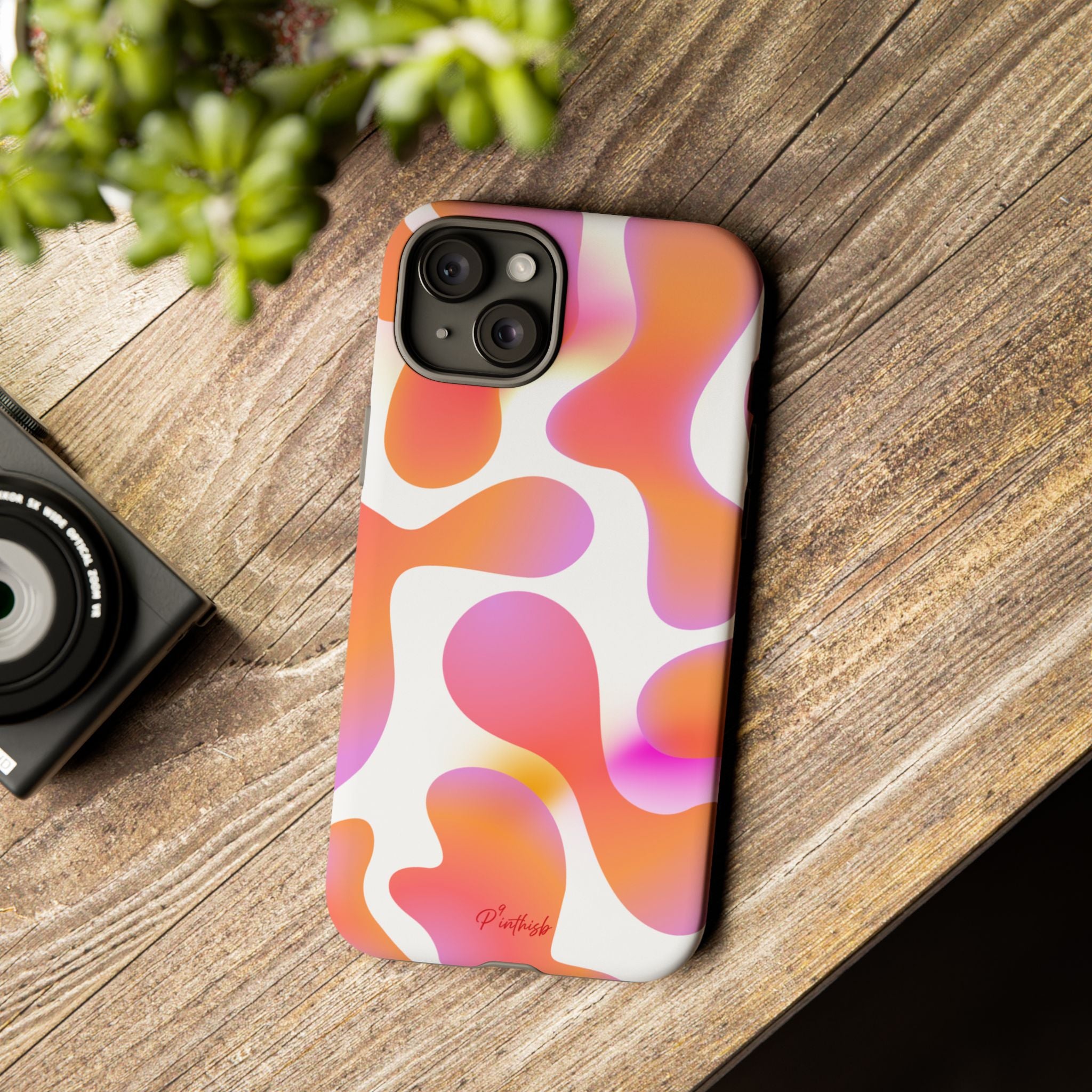 Abstract Orange Pink Camouflage Tough Phone Case