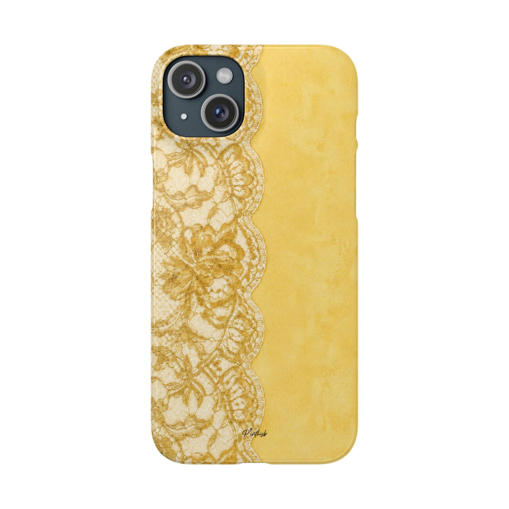 Yellow Vintage Lace Snap Case