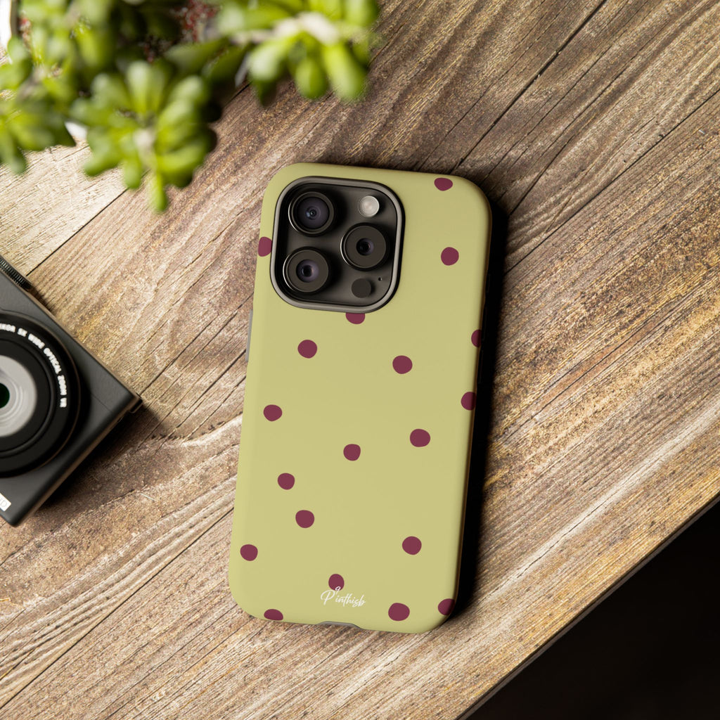 Yellow & Burgundy Polka Dot Tough Phone Case