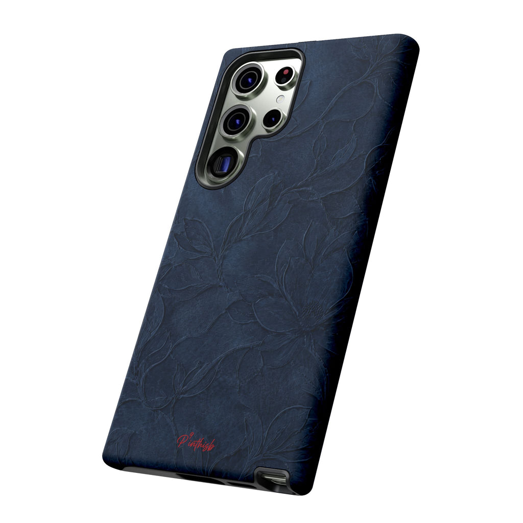 Navy Floral Textured Tough Case