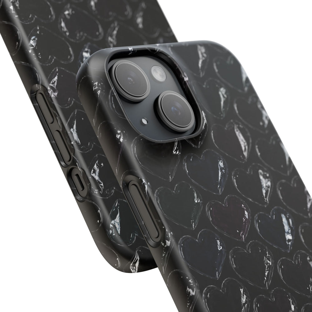 Black Pop Hearts Snap Case