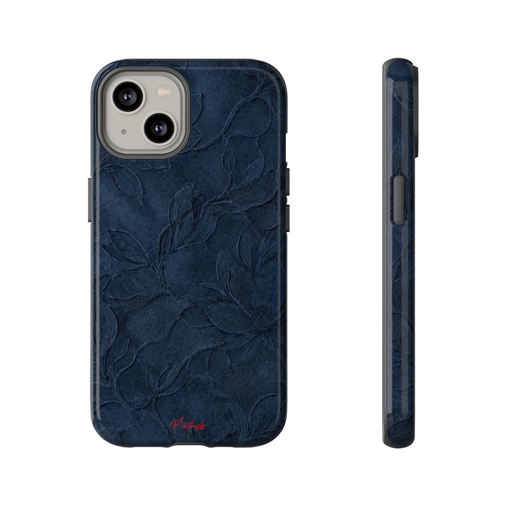 Navy Floral Textured Tough Case