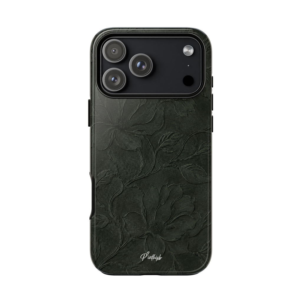 Dark Olive Floral Texture Tough Case