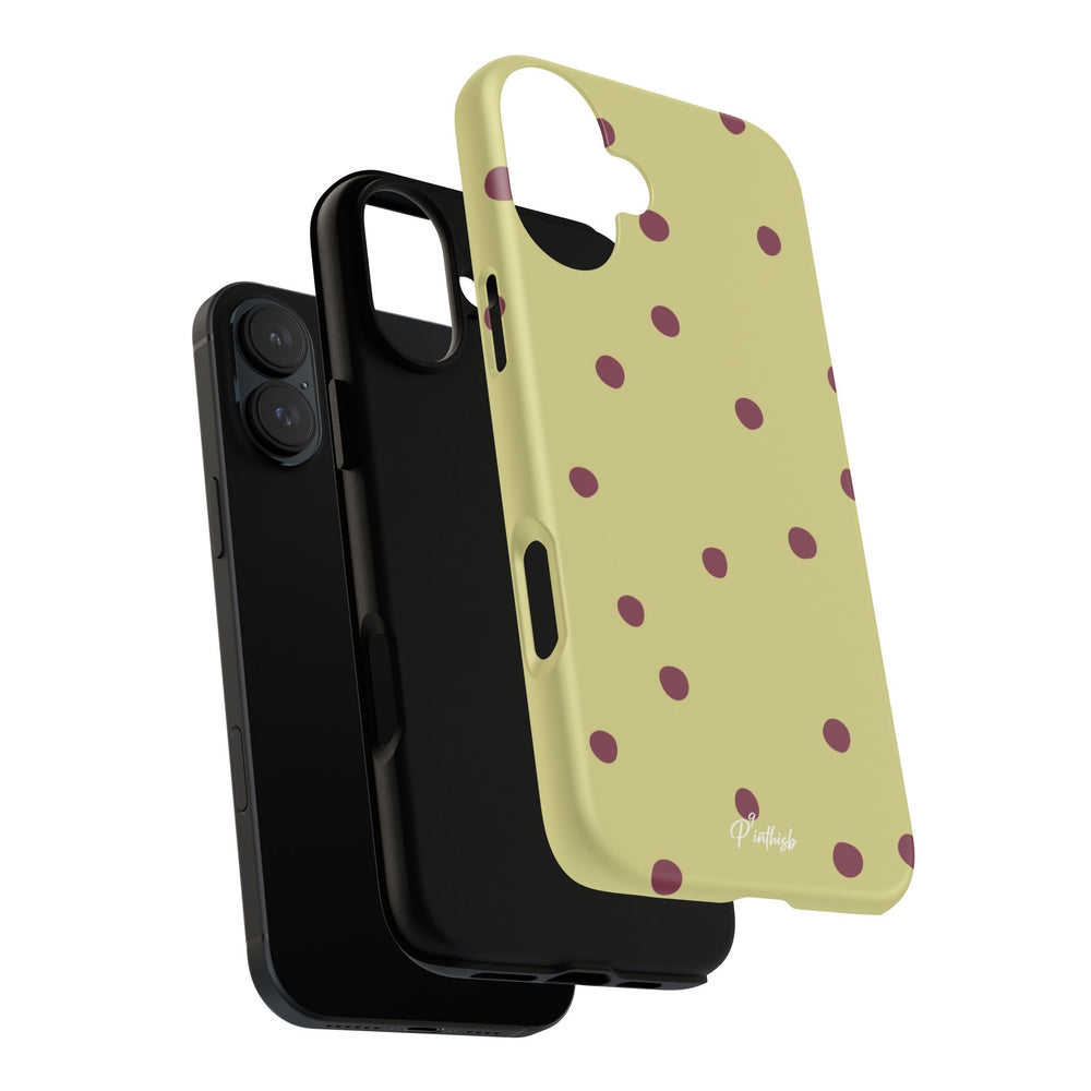Yellow & Burgundy Polka Dot Tough Phone Case