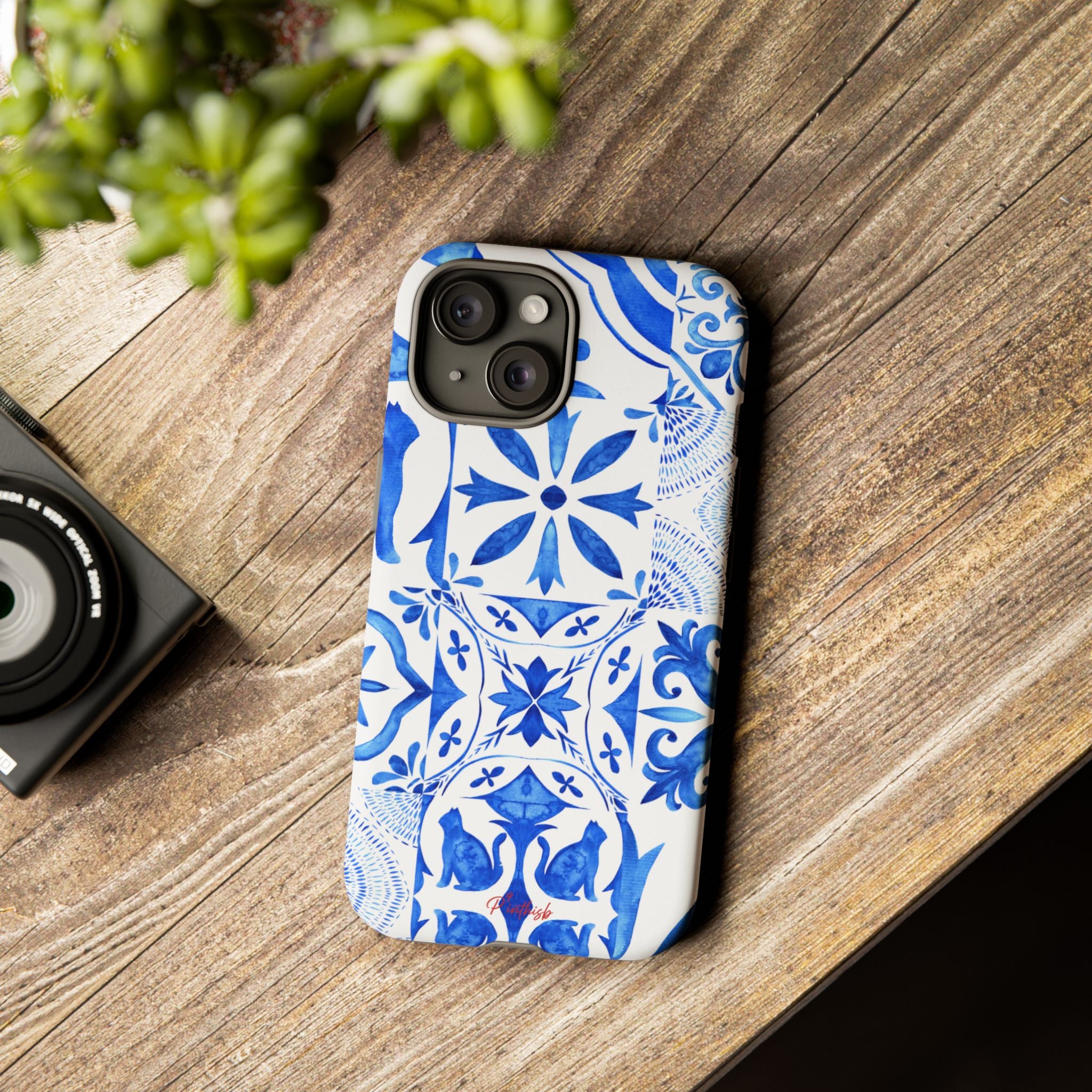 Blue Tile Pattern Tough Phone Case