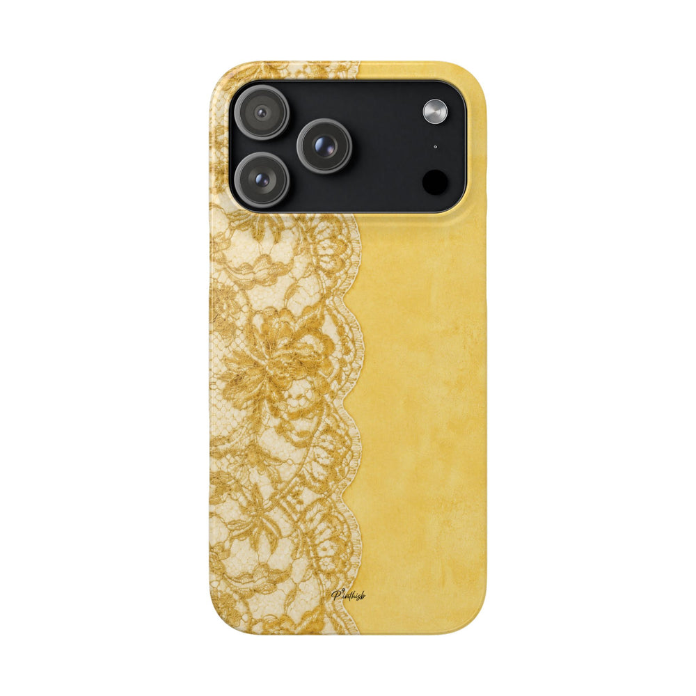 Yellow Vintage Lace Snap Case