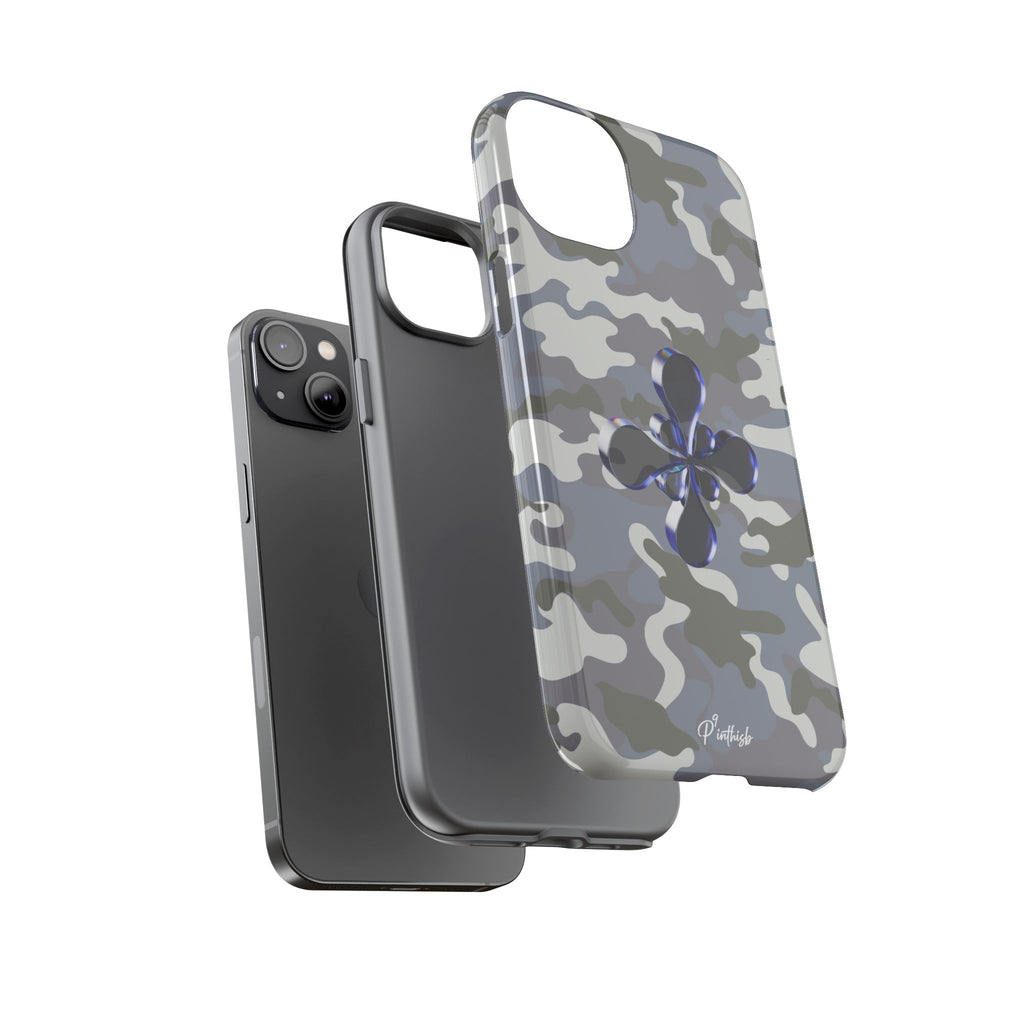 Camouflage with Blue Metallic Clover Tough Case