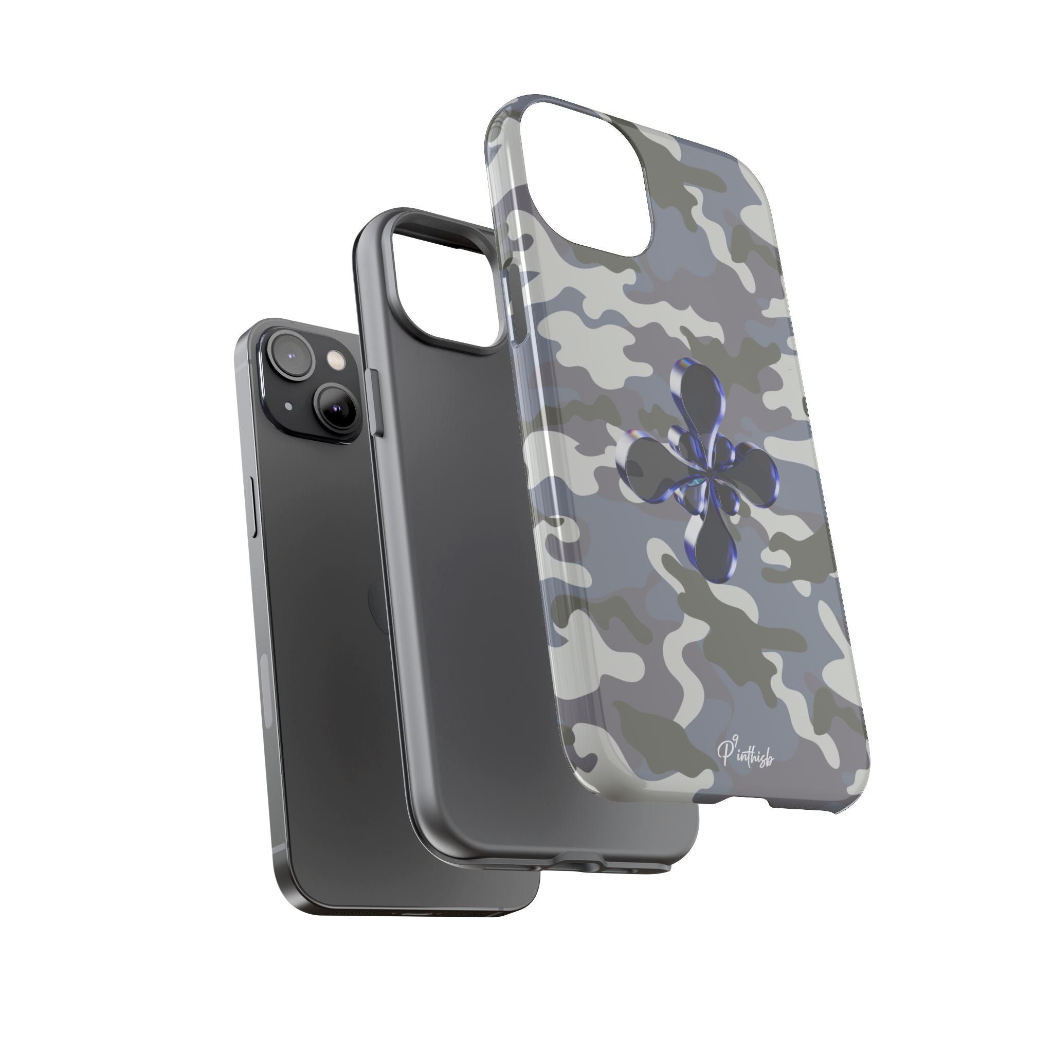Camouflage with Blue Metallic Clover Tough Case