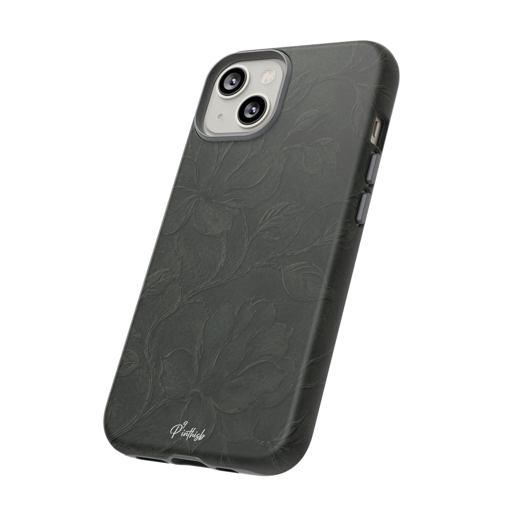 Dark Olive Floral Texture Tough Case