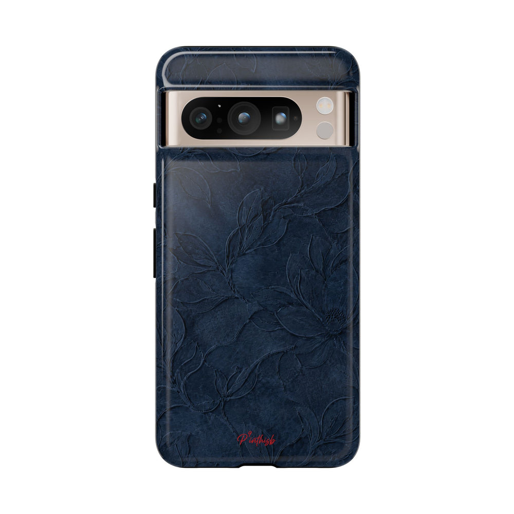 Navy Floral Textured Tough Case