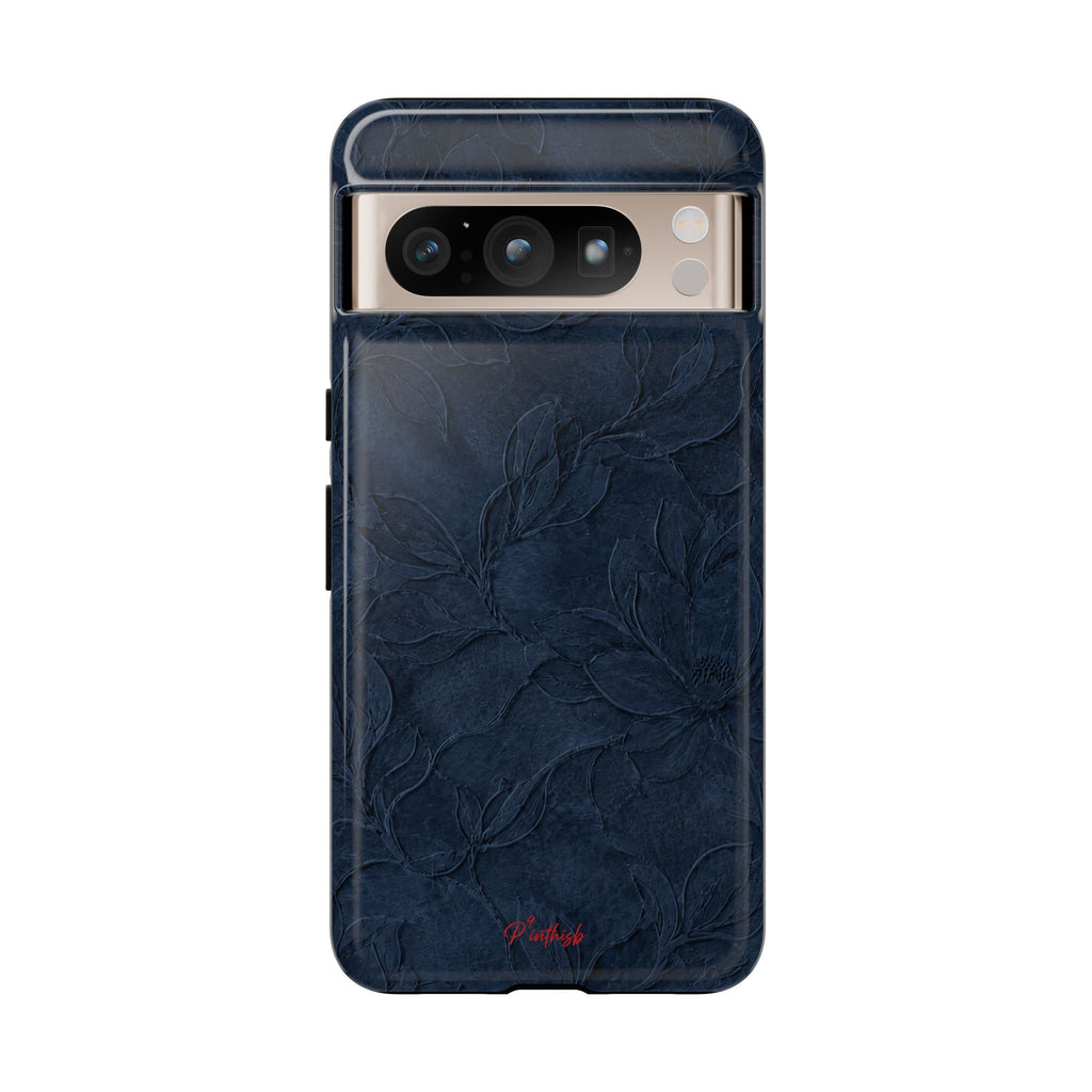 Navy Floral Textured Tough Case