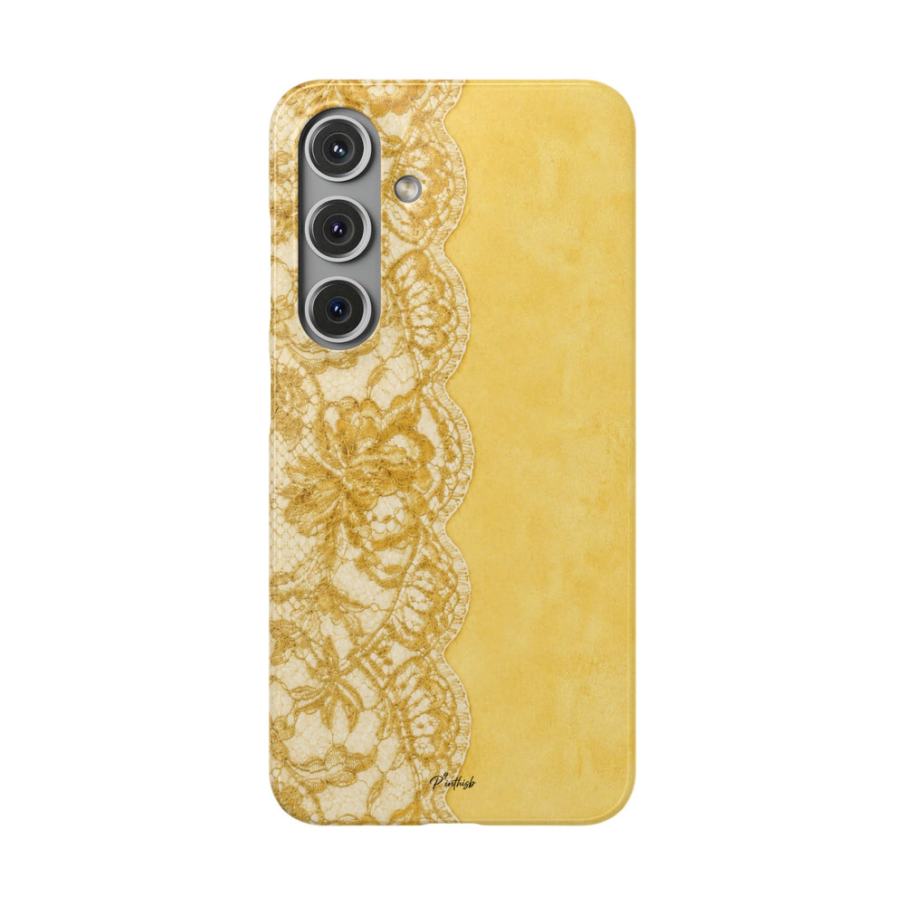 Yellow Vintage Lace Snap Case