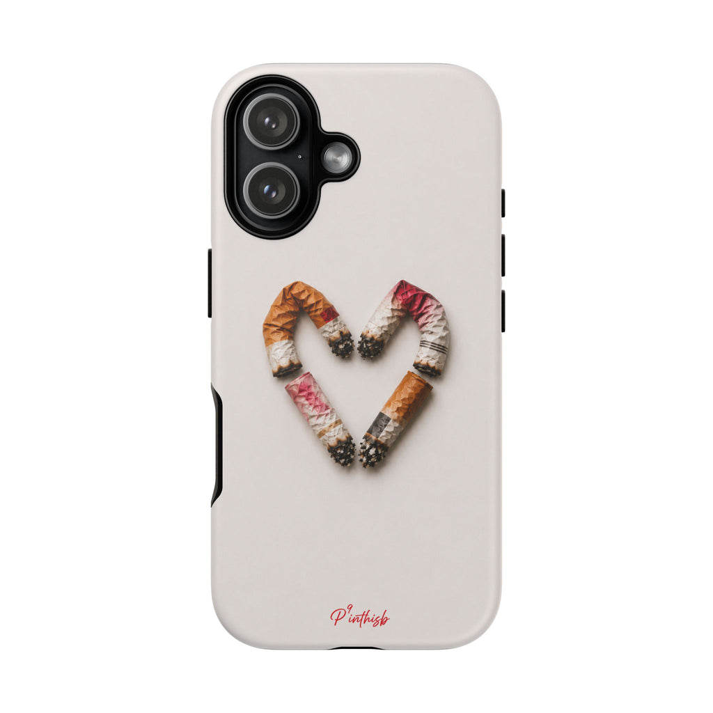 Cigarette Butts Heart Tough Case