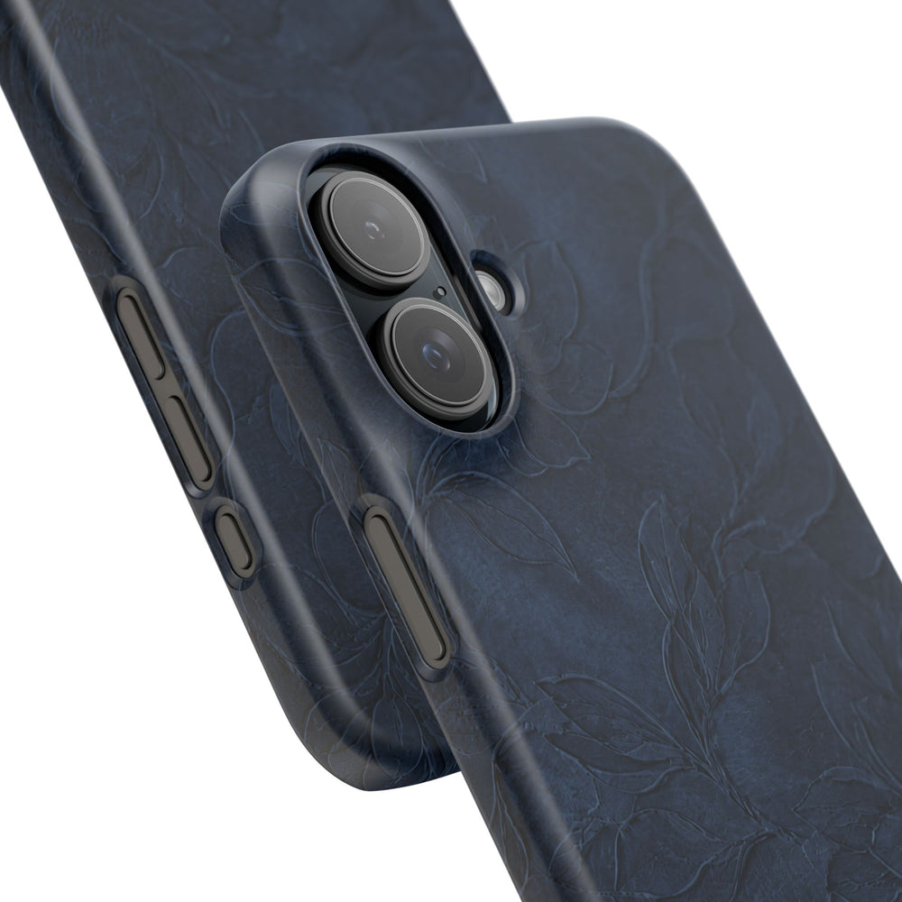 Navy Floral Textured Snap Case