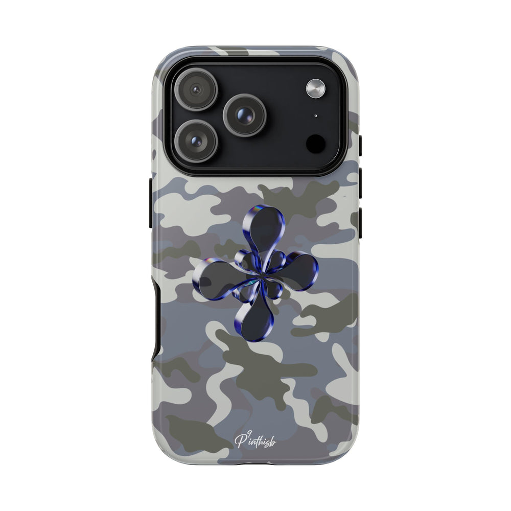 Camouflage with Blue Metallic Clover Tough Case