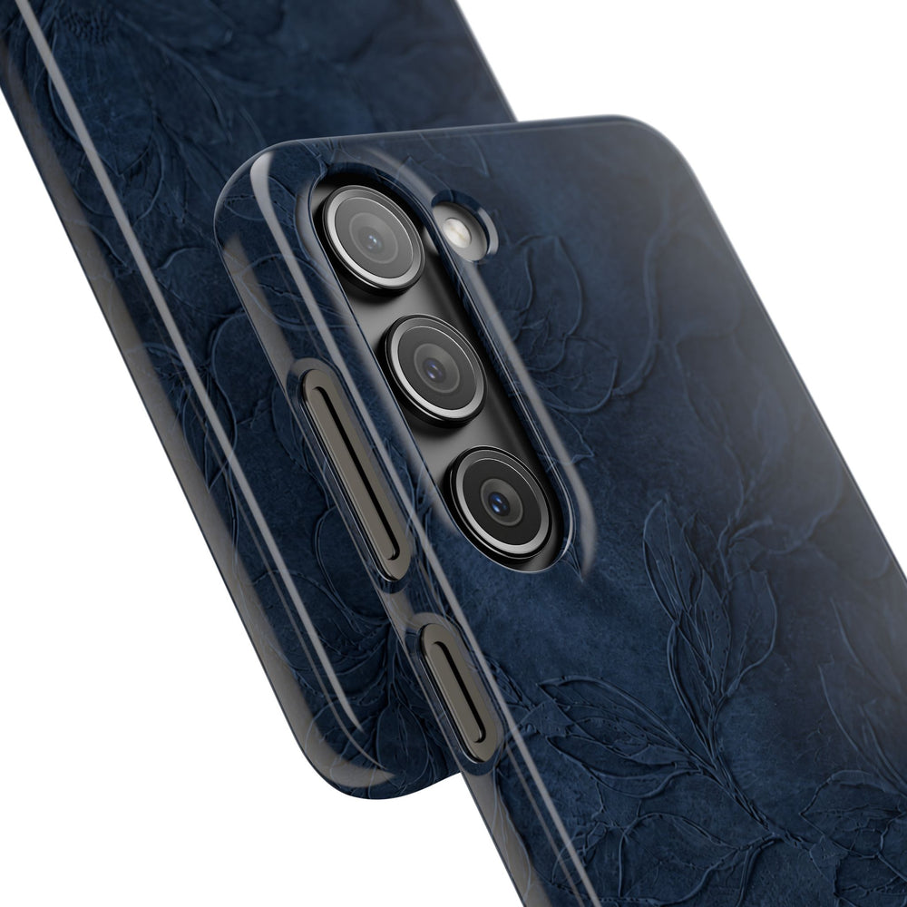 Navy Floral Textured Snap Case