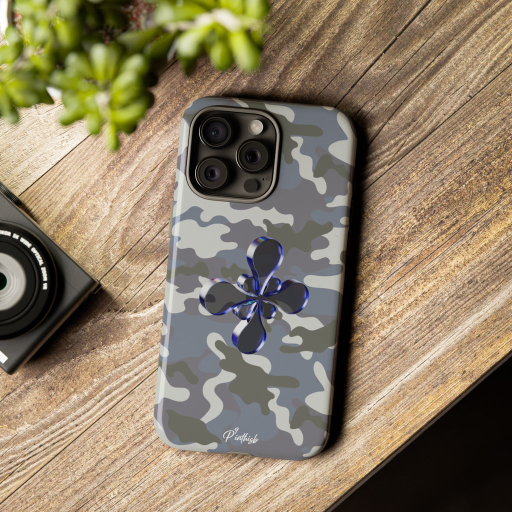 Camouflage with Blue Metallic Clover Tough Case