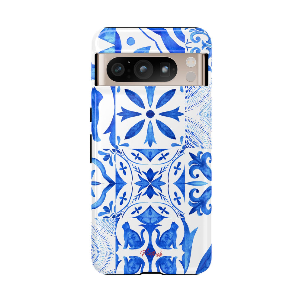 Blue Tile Pattern Tough Phone Case