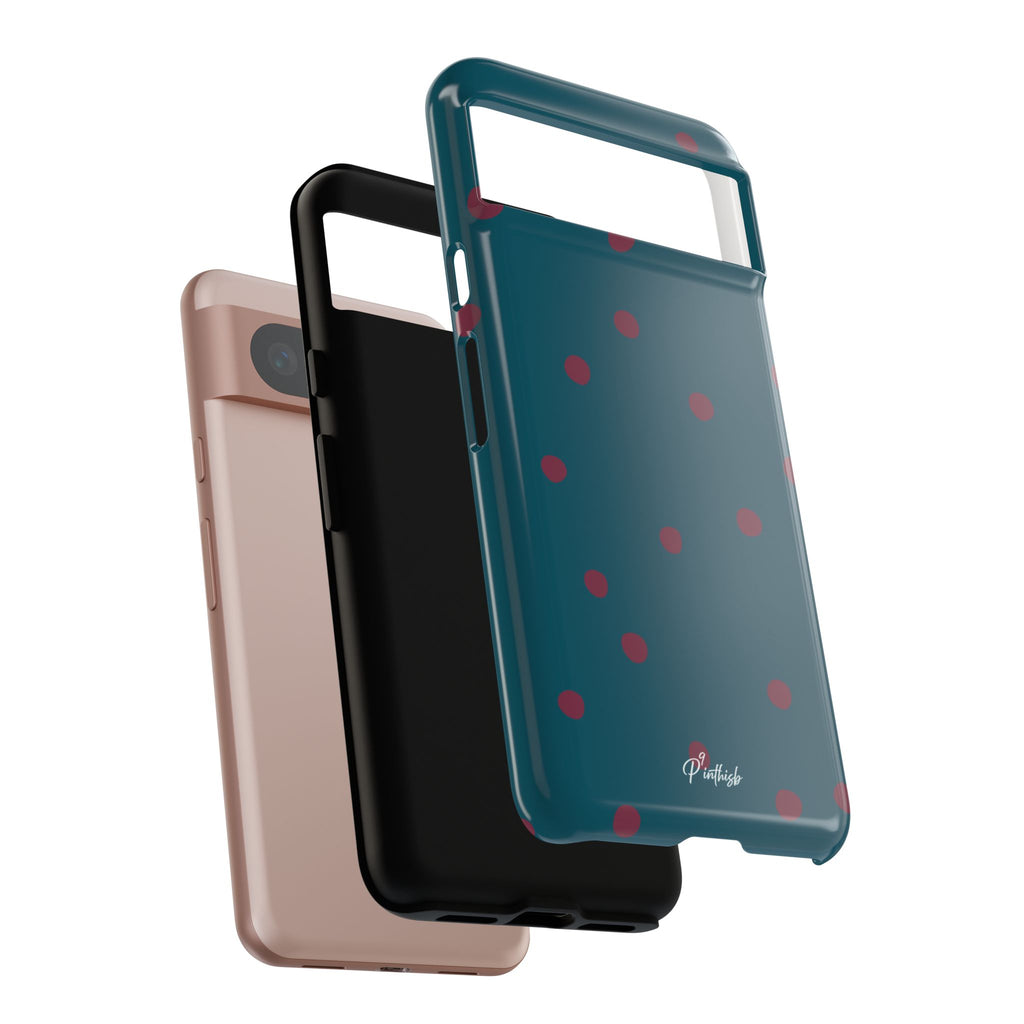 Teal & Burgundy Polka Dot Tough Phone Case