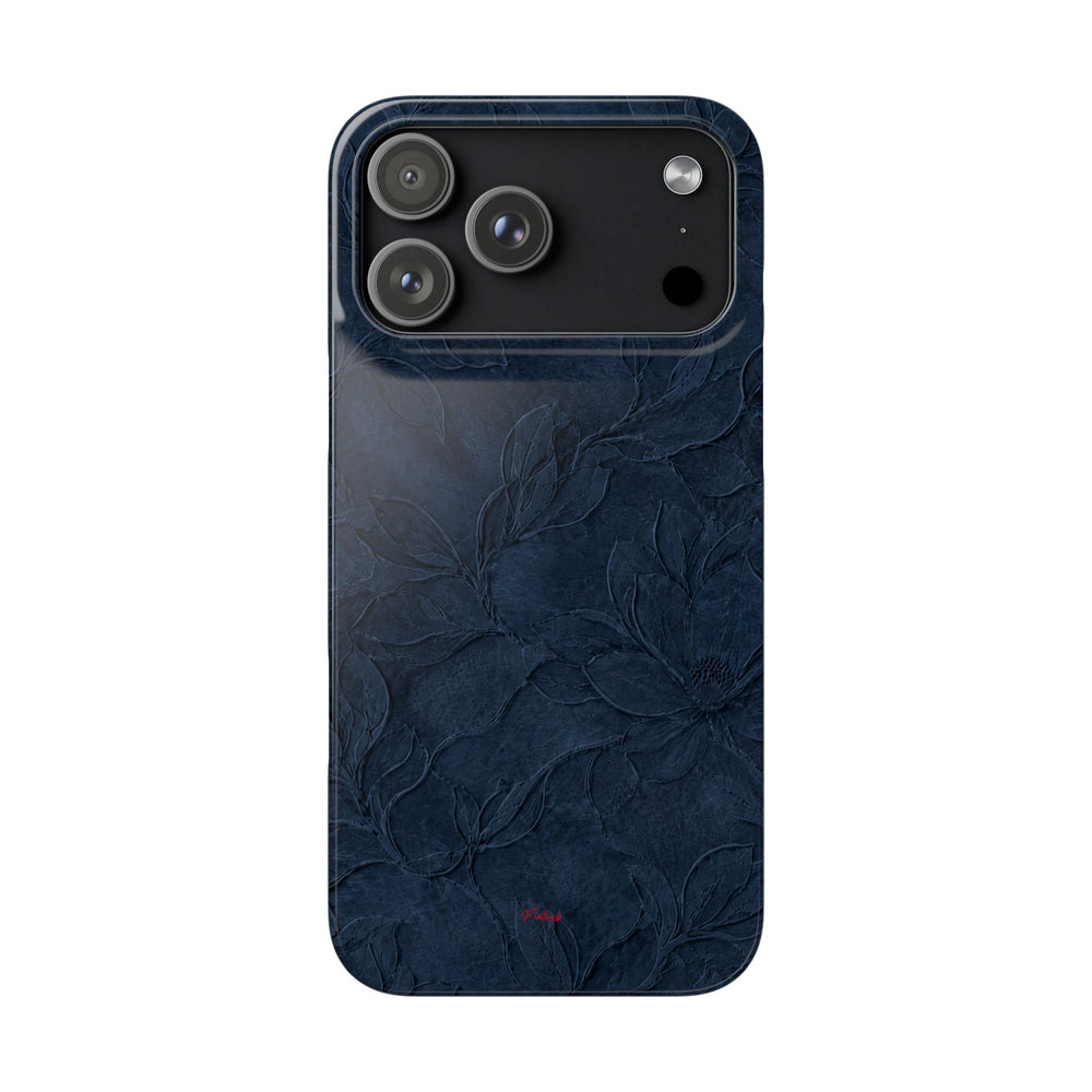 Navy Floral Textured Snap Case