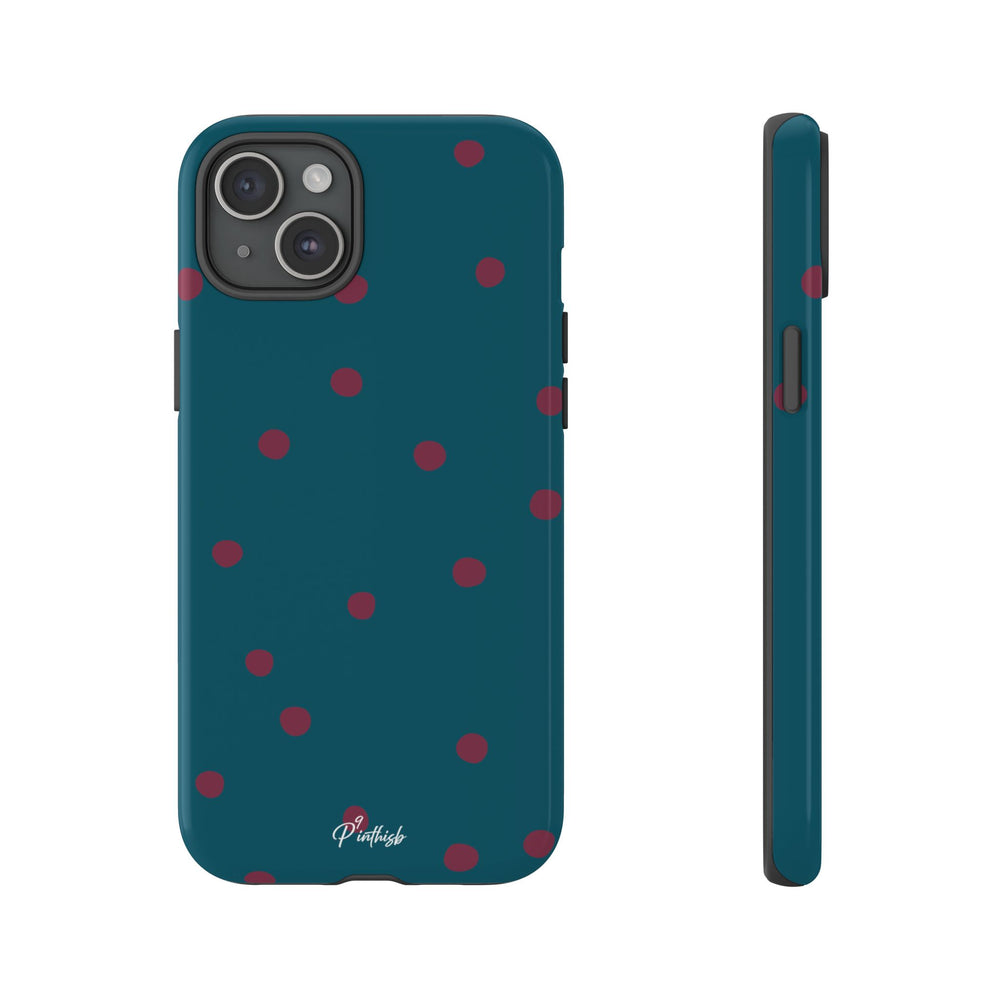 Teal & Burgundy Polka Dot Tough Phone Case