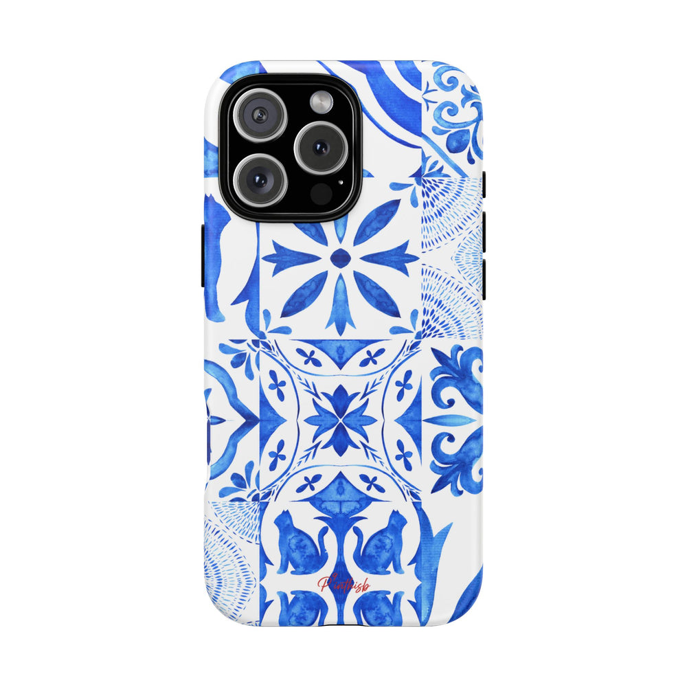 Blue Tile Pattern Tough Phone Case