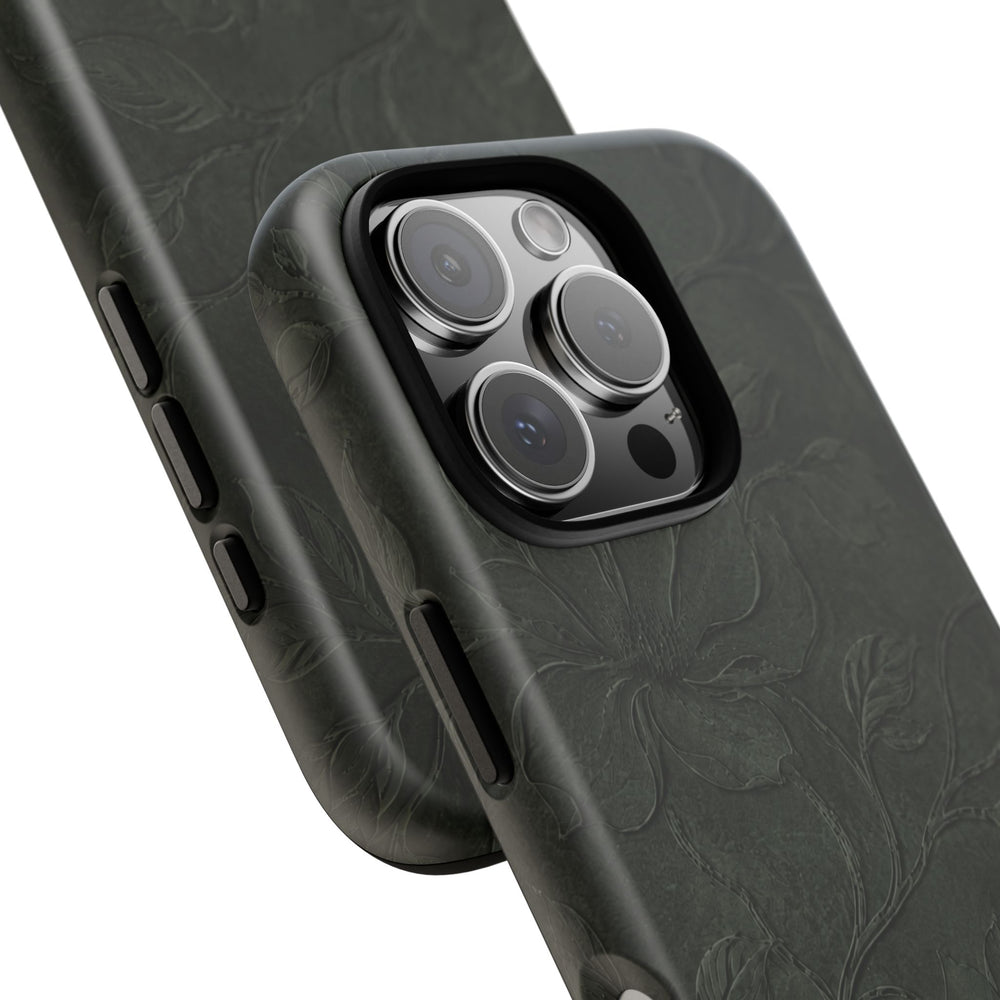 Dark Olive Floral Texture Tough Case
