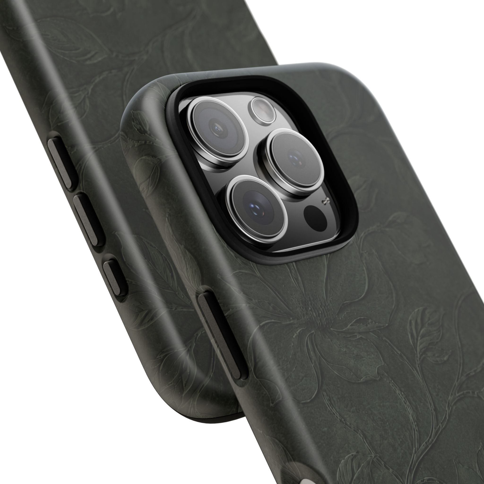 Dark Olive Floral Texture Tough Case