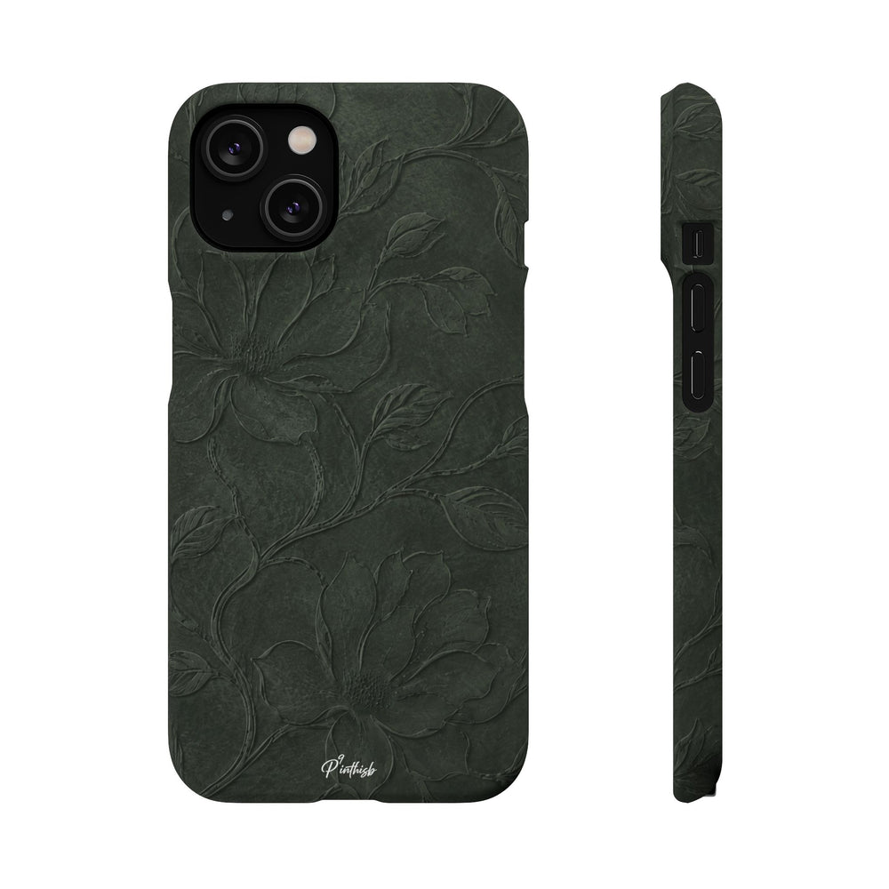 Dark Olive Floral Texture Snap Case